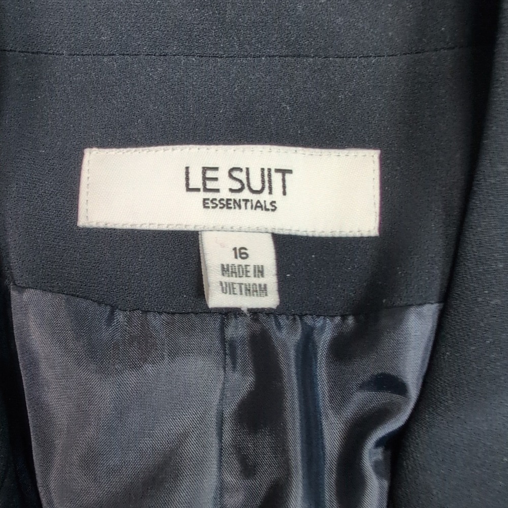 Le Suit Jacket Womens 16 Blue Blazer Button Up Preppy Career Comfort Soft - Picture 6 of 10